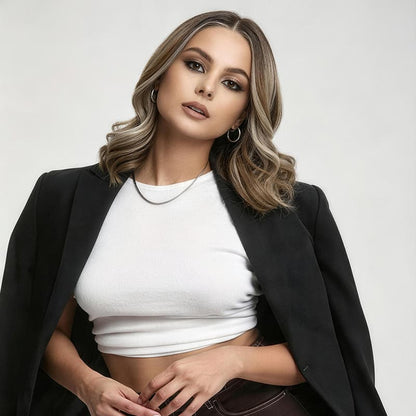 Ash Blonde Balayage Shoulder-Length Wavy Synthetic Heat-Friendly Lightweight Wig