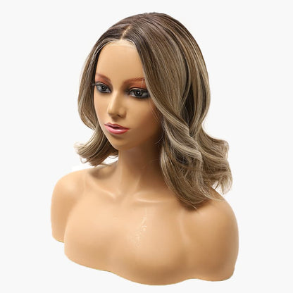 Ash Blonde Balayage Shoulder-Length Wavy Synthetic Heat-Friendly Lightweight Wig