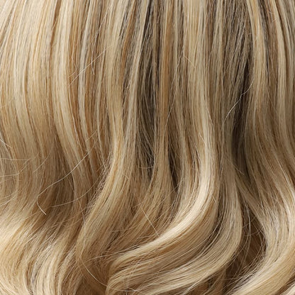 Beige Ash Blonde Brown Shoulder-Length Synthetic Heat-Friendly Wavy Hair Wig