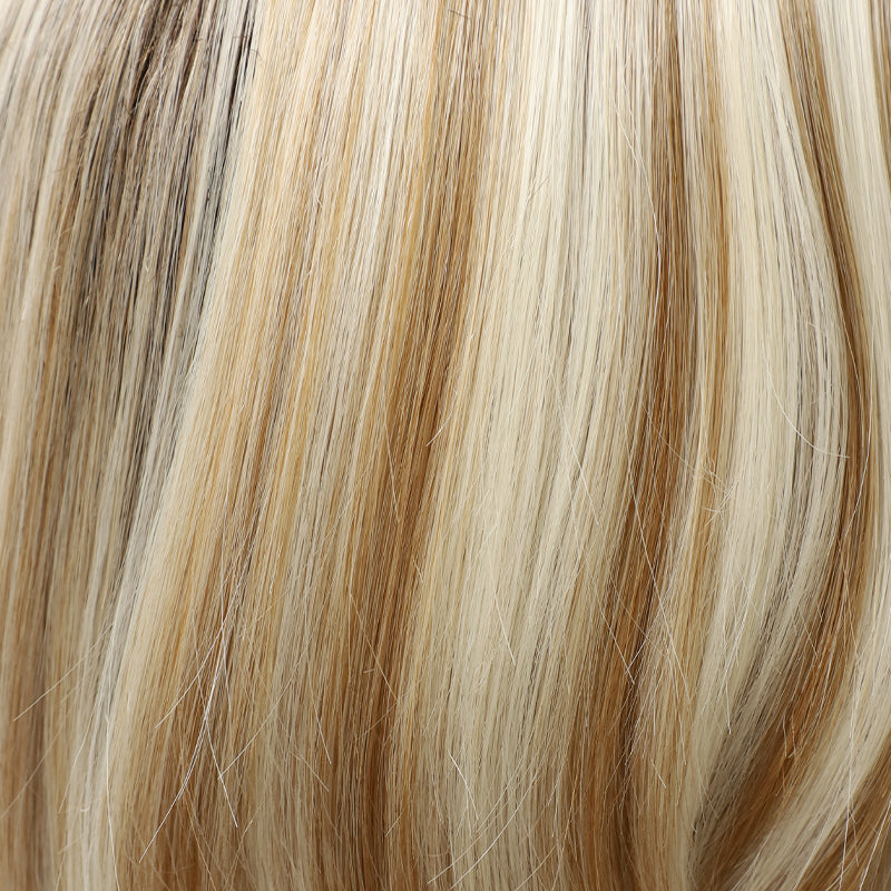 Beige Blonde Dark Roots Synthetic Wig Mono Top Natural Looking Wig