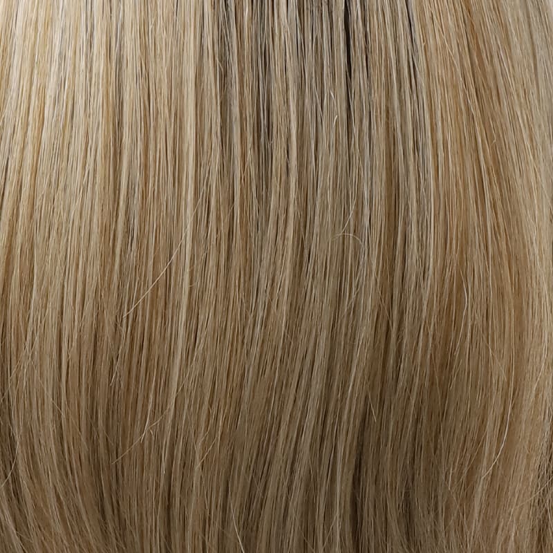 Beige Blonde with Dark Root Shoulder-Length Synthetic Heat-Friendly Wig