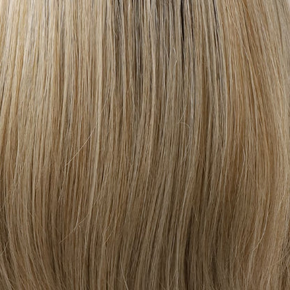Beige Blonde with Dark Root Shoulder-Length Synthetic Heat-Friendly Wig