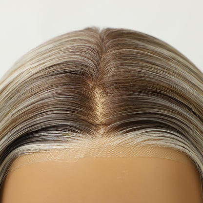 Champagne Blonde Collarbone Length Loose Wave Synthetic Wig Mono Top