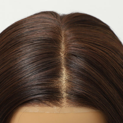 Chocolate Brown Sleek Straight Bob Heat Friendly Synthetic Wig (Mono Top)