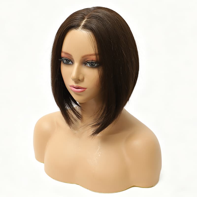 Dark Brown Sleek Bob Heat Friendly Synthetic Wig (Mono Top)