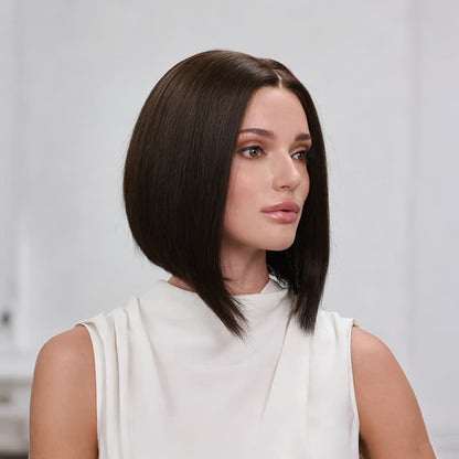 Dark Brown Sleek Bob Heat Friendly Synthetic Wig (Mono Top)