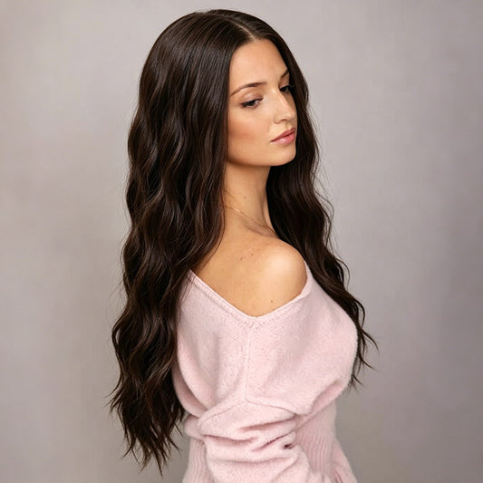 Long Wavy Heat Friendly Synthetic Wig with Mono Top for Women
