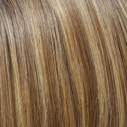 Honey Blonde Brown Long Straight Synthetic Hair Wig With Mono Top Natural Look