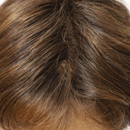 Chestnut Brown Short Layered Pixie Synthetic Wig With Mono Top
