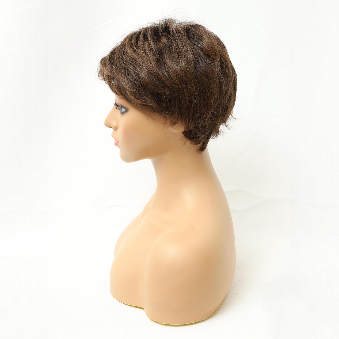 Chestnut Brown Short Layered Pixie Synthetic Wig With Mono Top