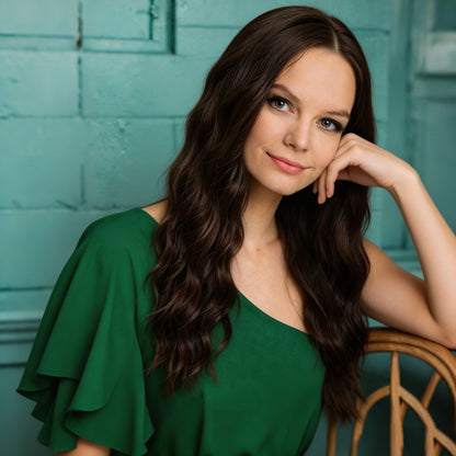 Dark Brown Wave MONO Top Synthetic Wig for Women Natural Looking Heat-Friendly Fiber