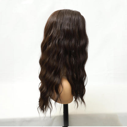Dark Brown Wave MONO Top Synthetic Wig for Women Natural Looking Heat-Friendly Fiber