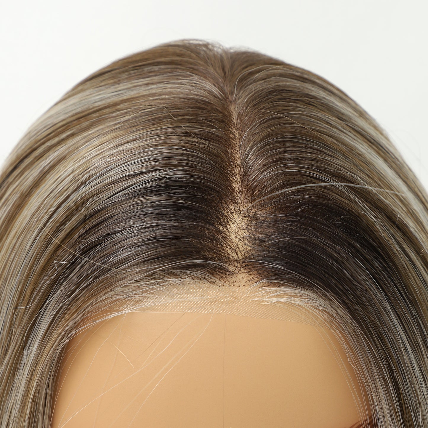 Ash Brown Beige Blonde Balayage Bob MONO Top Heat-Friendly Synthetic Hair
