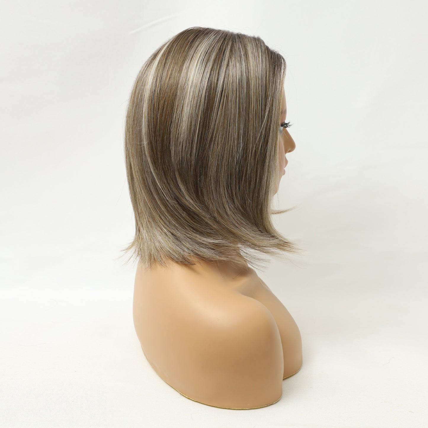 Ash Brown Beige Blonde Balayage Bob MONO Top Heat-Friendly Synthetic Hair