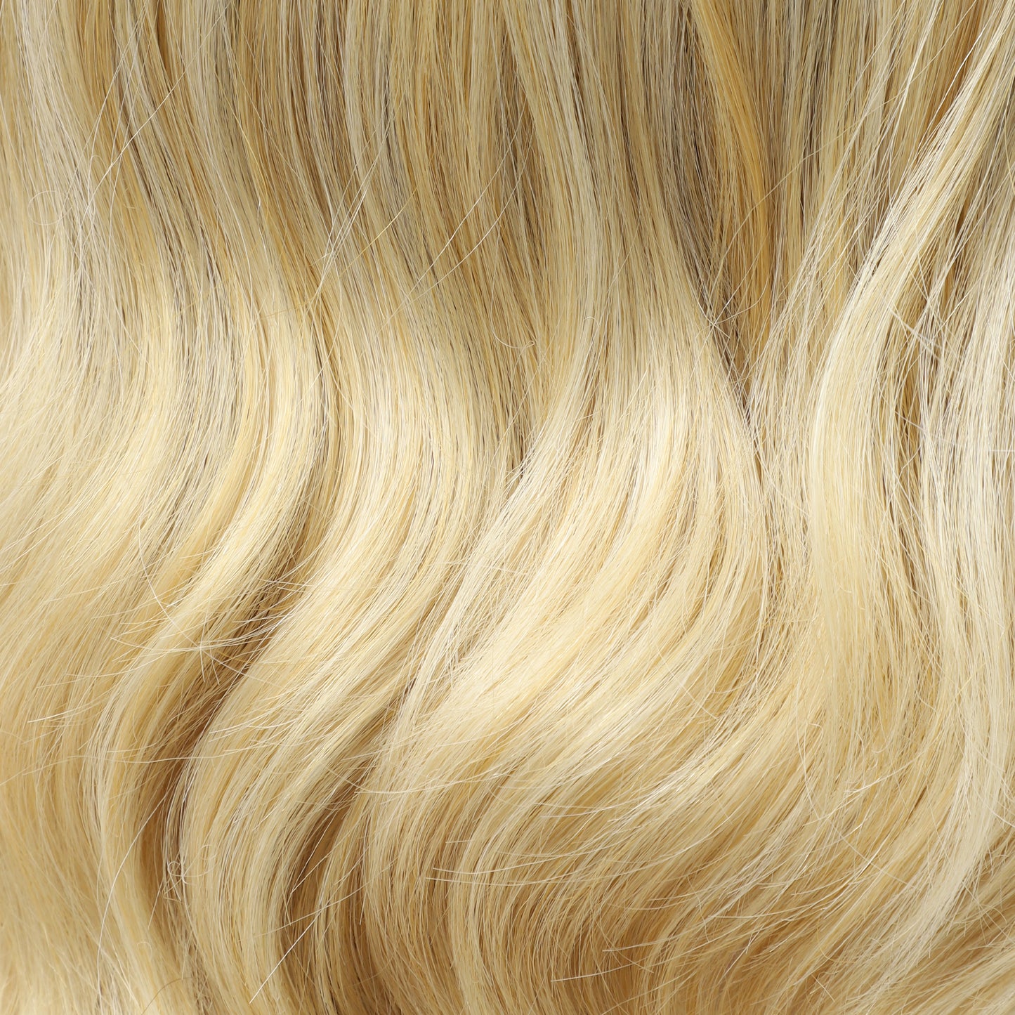 Dark Root Champagne Blonde Wavy Bob MONO Top Synthetic Wig Natural-Looking