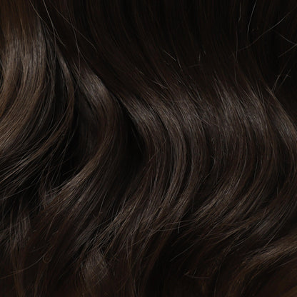 Chocolate Brown Shoulder Length Natural Wave Synthetic Wig Mono Top