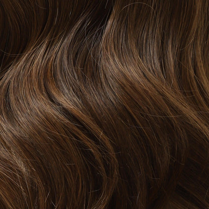 Chocolate Brown Shoulder Length Natural Wave Synthetic Wig Mono Top