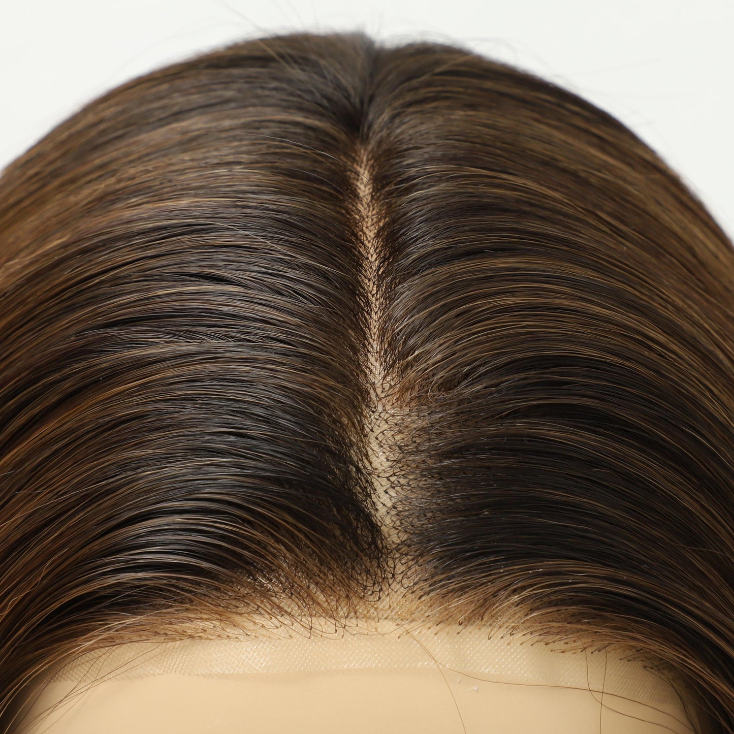 Chocolate Brown Shoulder Length Natural Wave Synthetic Wig Mono Top