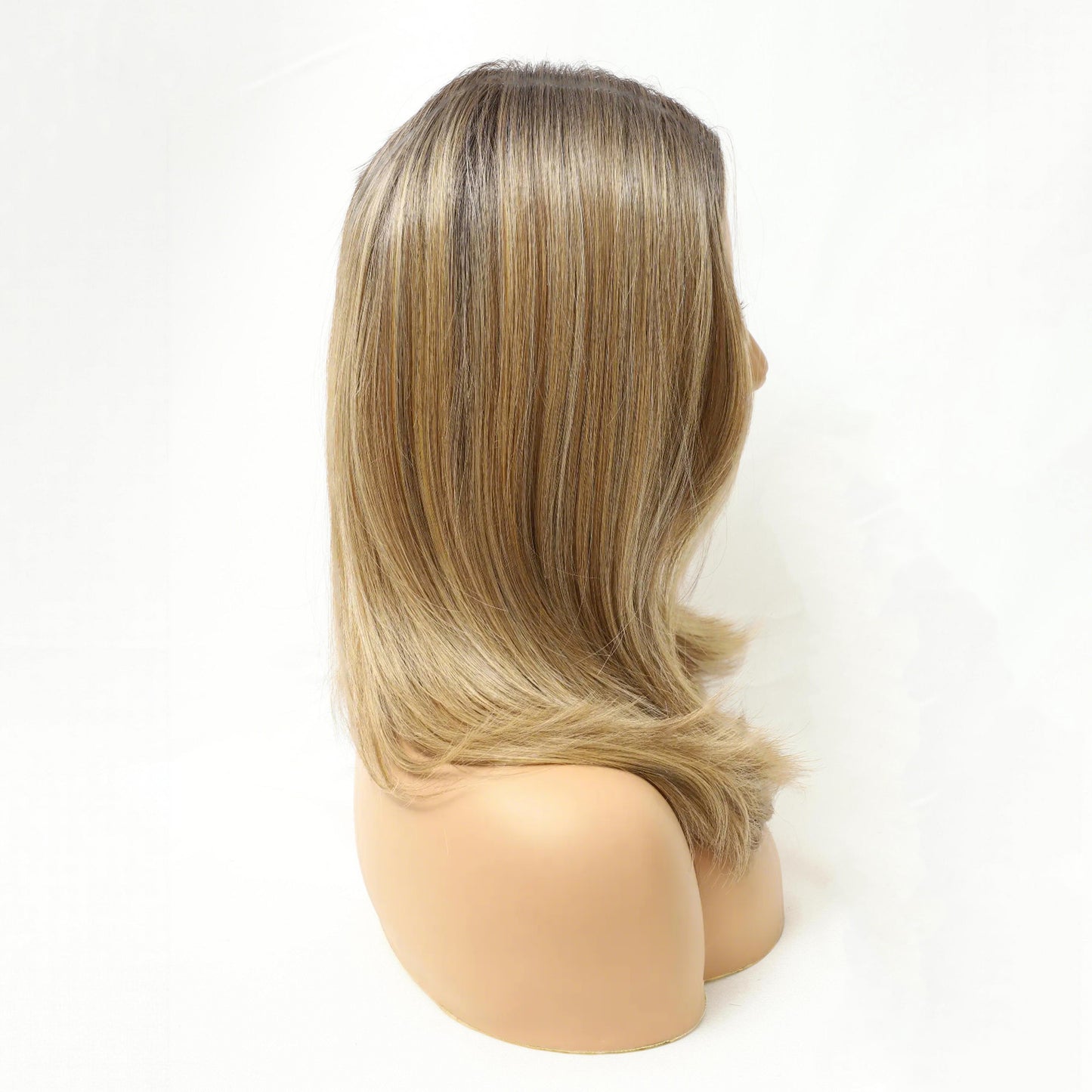 Ash Honey Blonde Straight MONO Top Synthetic Wig Natural Looking Hair