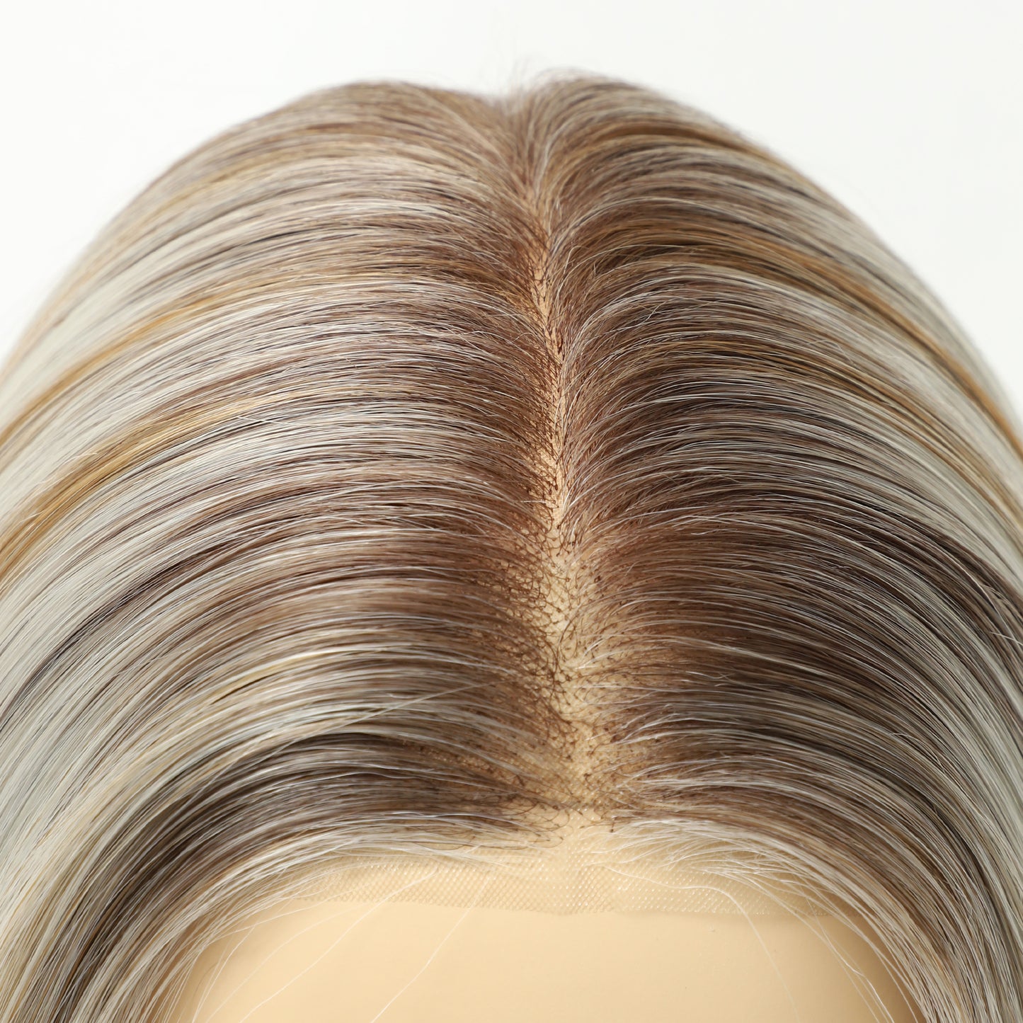 Ash Honey Blonde Straight MONO Top Synthetic Wig Natural Looking Hair