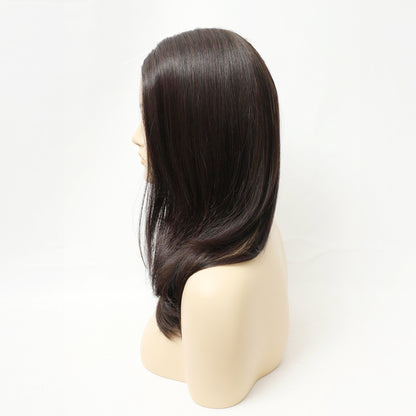 Medium Brown Straight MONO Top Synthetic Wig for Women Lightweight Hair
