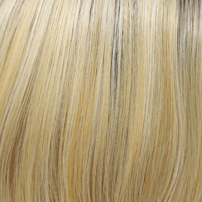 Dark Rooted Honey Blonde Long Straight Layered Synthetic Wig Mono Top
