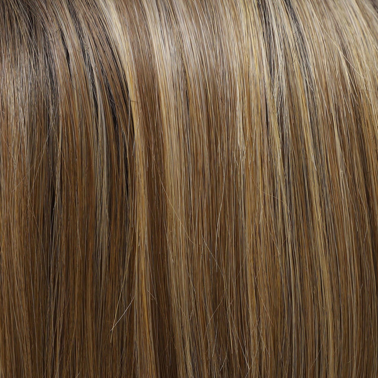 Dark Rooted Honey Blonde Long Straight Layered Synthetic Wig Mono Top