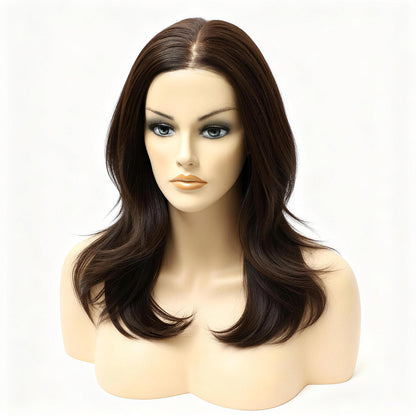 Luxury Honey Blonde Long Wavy Synthetic Wig Heat-Friendly Mono Top