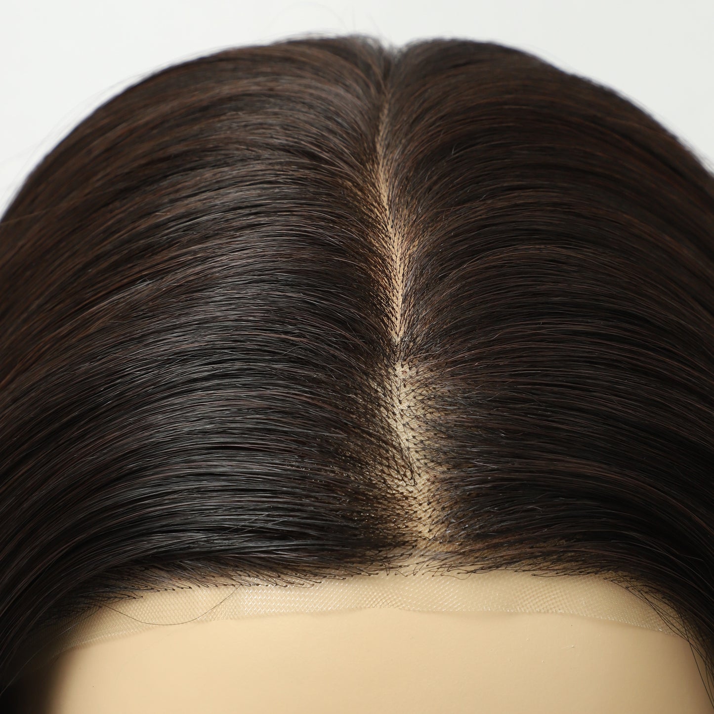 Natural Black Mid-Length Textured Wavy Bob Mono Top Synthetic Wig