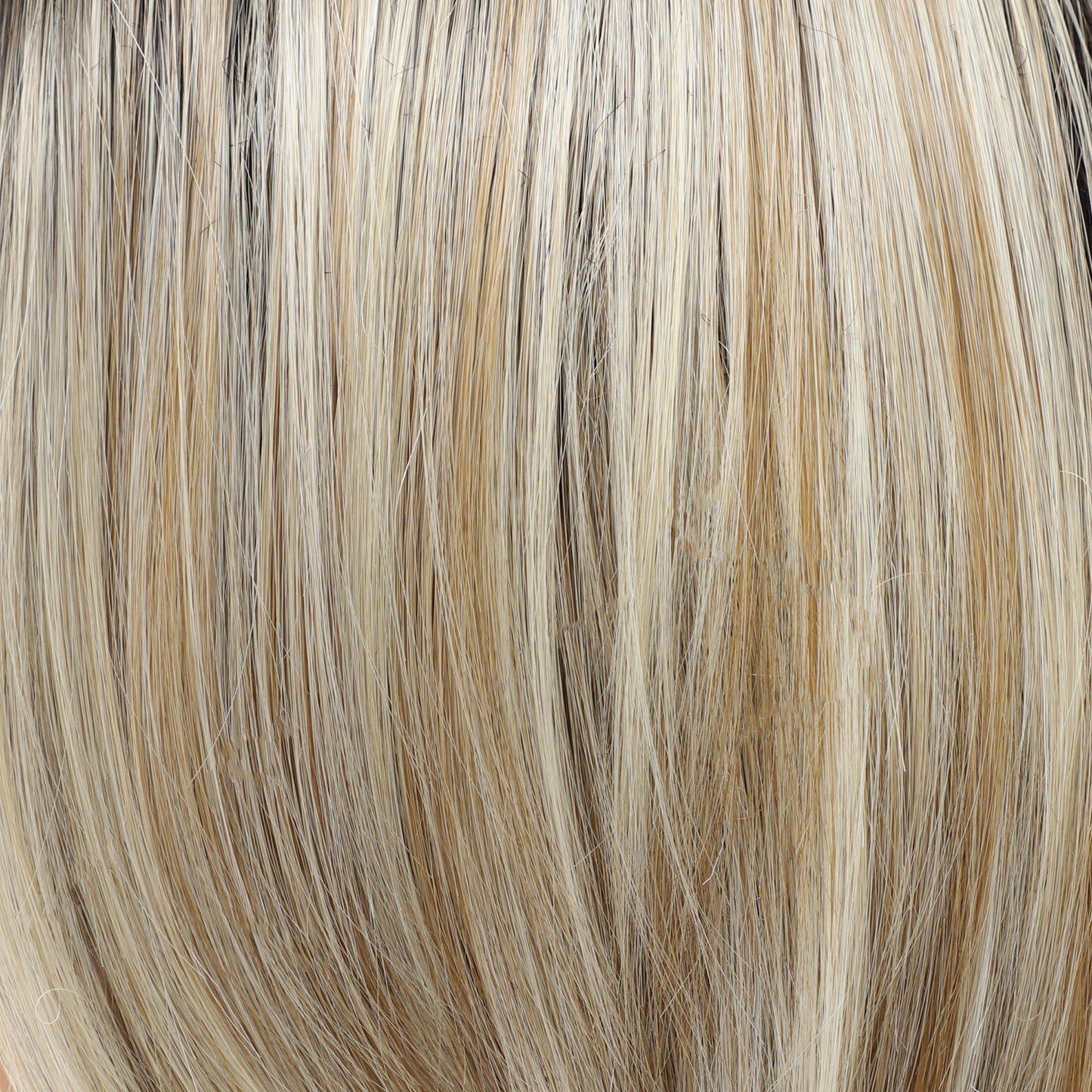 Dark Roots Platinum Blonde Shoulder Length Sleek Bob Mono Top Synthetic Wig