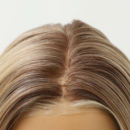 Sandy Blonde Collarbone Length Striaght Synthetic Wig Mono Top