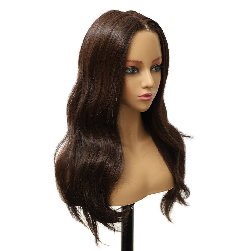 Natural Black Long Wavy Heat Friendly Synthetic Wig Mono Top
