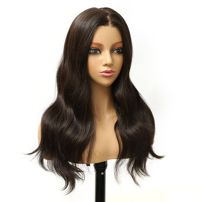 Natural Black Long Wavy Heat Friendly Synthetic Wig Mono Top