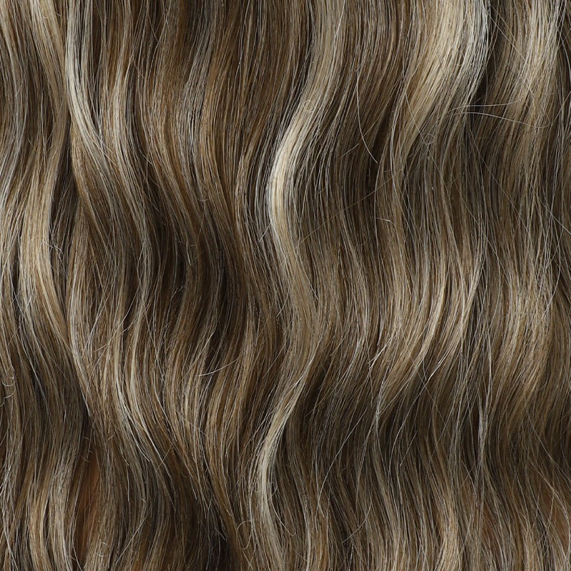 Platinum Ash Blonde Highlight Long Wavy Mono Top Synthetic Wig with Dark Roots