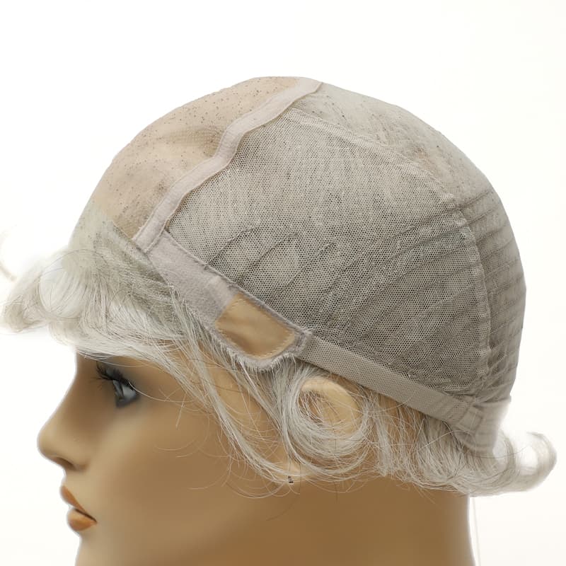 Short Layered Silver Pixie Cut Synthetic Wig (MONO TOP)