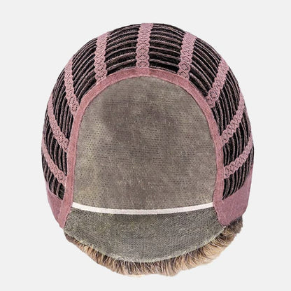 Beige Blonde with Dark Root Shoulder-Length Synthetic Heat-Friendly Wig