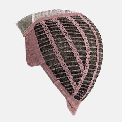 Beige Blonde with Dark Root Shoulder-Length Synthetic Heat-Friendly Wig